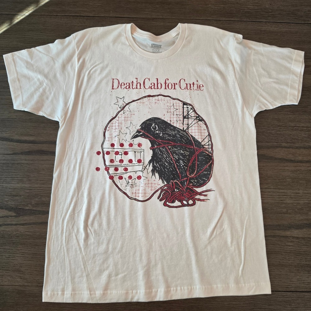 Death Cab for Cutie Band Tee Cream Graphic T-Shirt Large NWOT